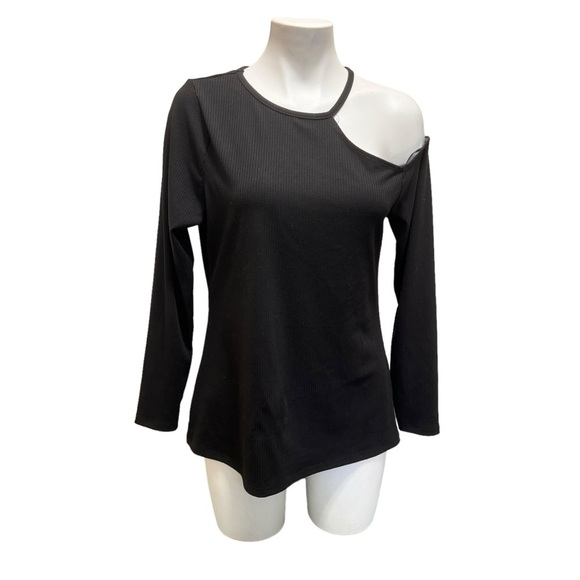 Addition Elle Black Long-Sleeve Knit Top with Cold Shoulder Size 1x - Picture 4 of 10